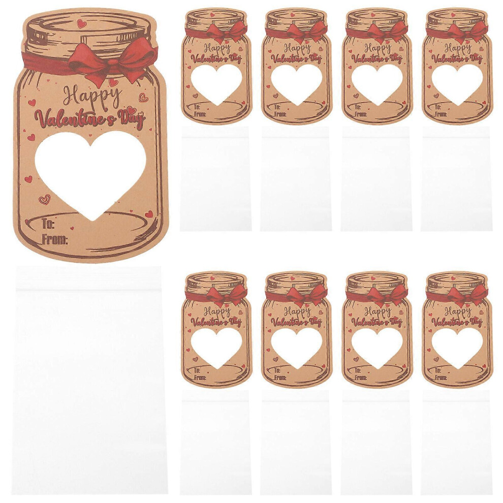 Kricely (As Show, One Size) 24 Sets Valentine's Day Exchange Cards Mason Jar Shaped Valentines Day Greeting Cards
