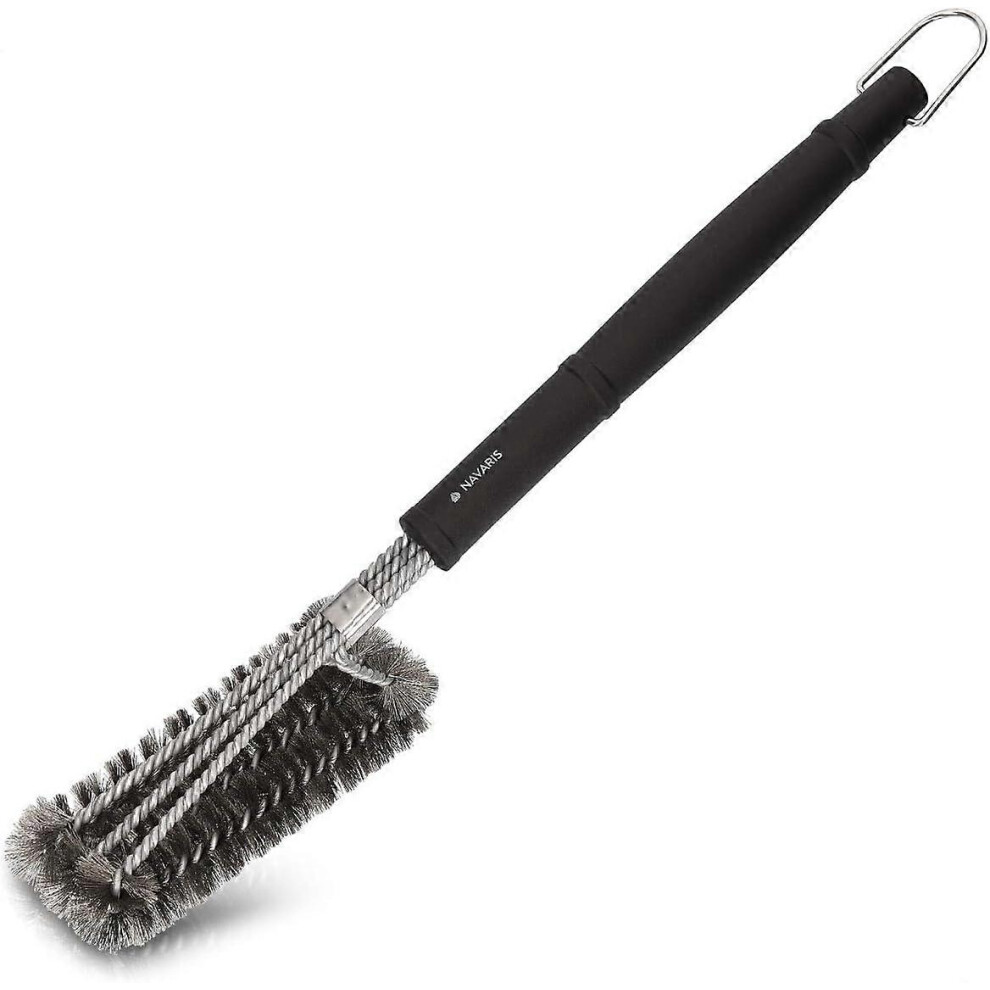 (As show, One size) Steel Barbecue Brush - Cleaning Brush for Gas or Charcoal BBQ Grill and Oven - Triple Metal Brush and Extra Long Handle