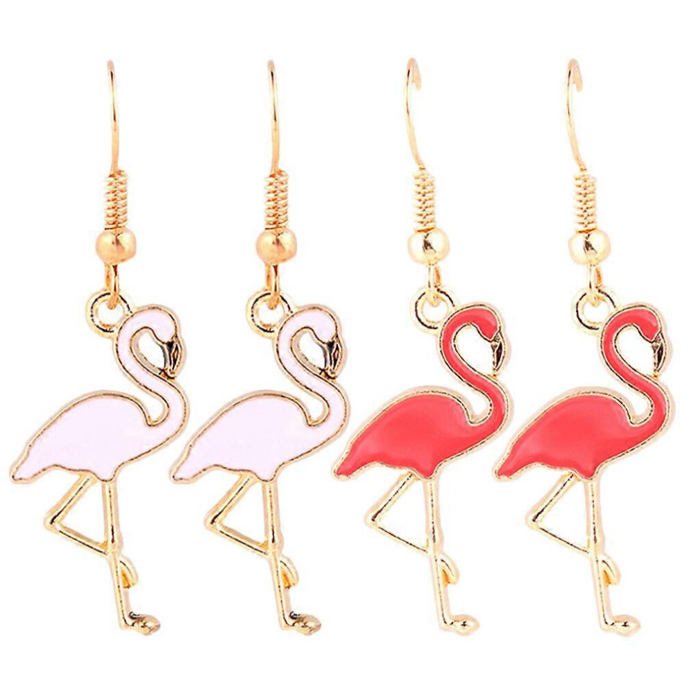 Kricely (As Show, One Size) 2 Pairs Bohemian Earrings Flamingo Earrings Women Drop Earrings Animals Charm Jewelry Ear Decorations