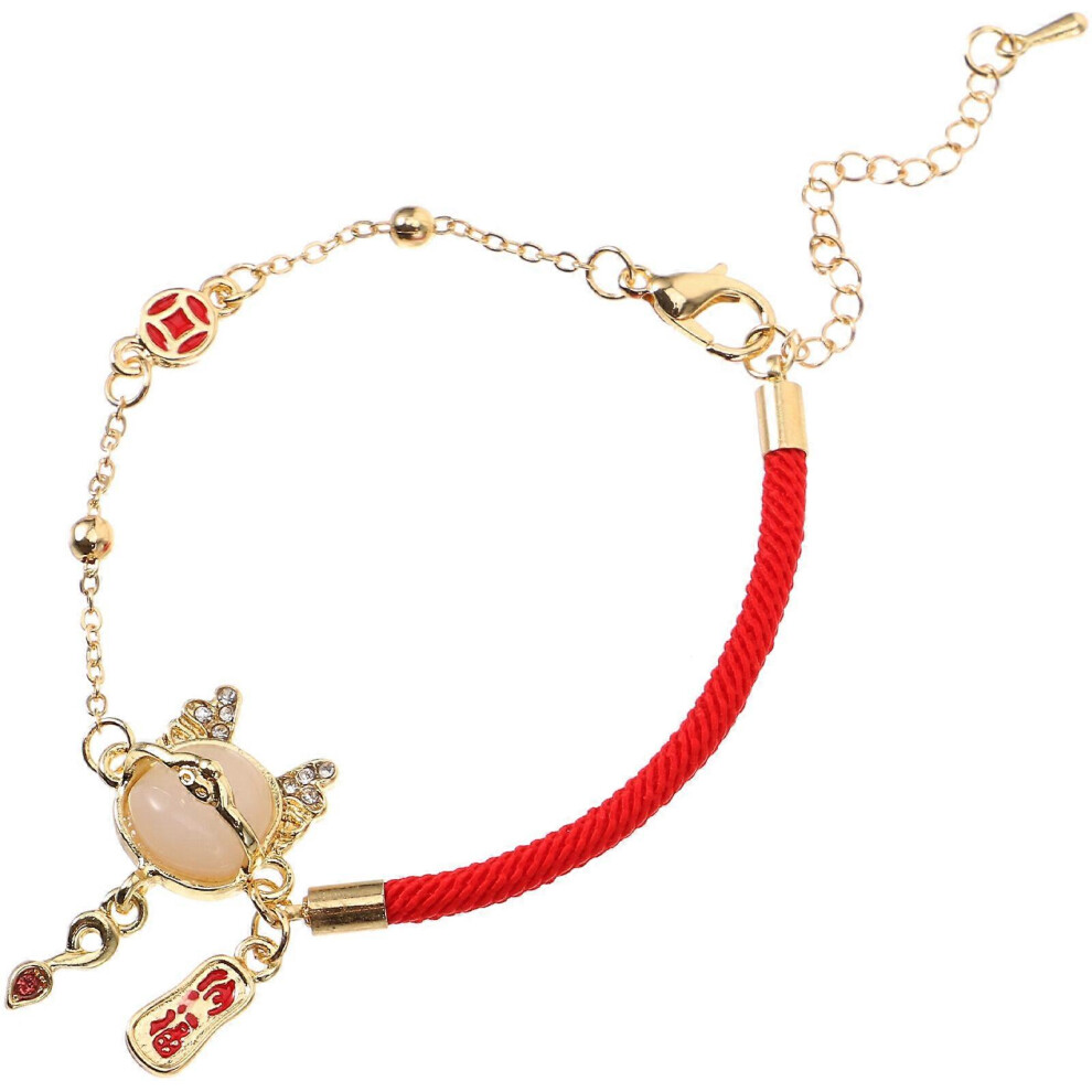 Kricely Red (As Show, One Size) Women Bracelet Dragon Year Braided Rope Bracelet Adjustable Protection Bracelet String Bracelet