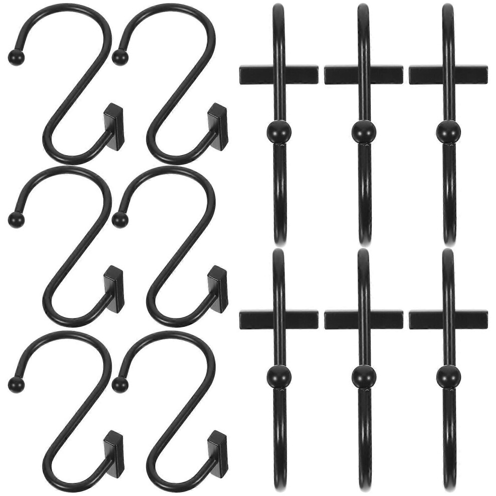 Kricely (As Show, One Size) 12Pcs Curtain Hooks Metal Curtain Hangers Stainless Steel Curtain Hook Metal Hooks