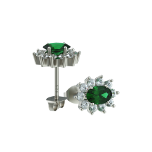 (green)Earrings for Women, 925 Sterling Silver Sunflower Small Earings