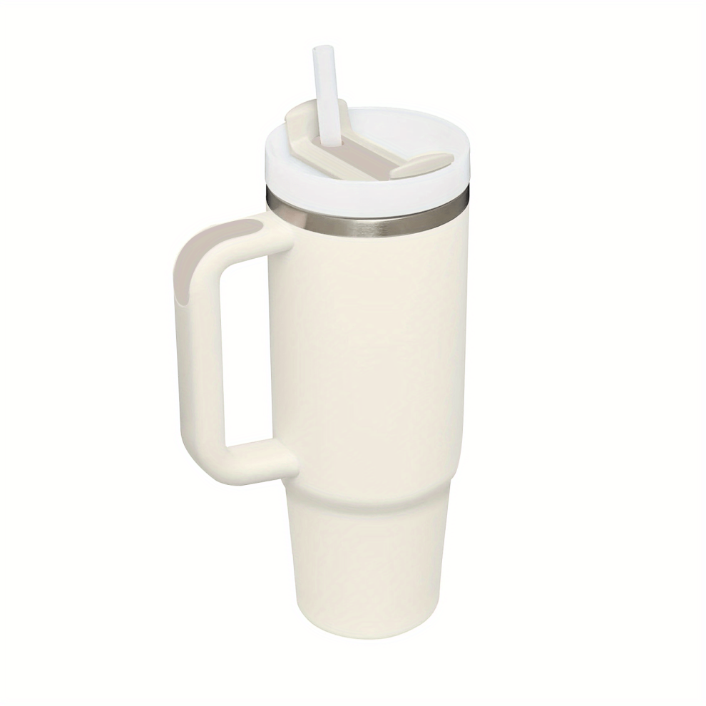 (2nd Generation Cream) 40 Oz Tumbler: Leak-Proof, Insulated, Dishwasher-Safe, Portable Water Bottle With Stainless Steel Double Wall & Straw!