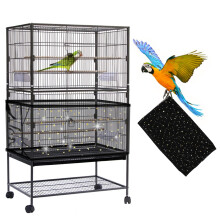 Daoeny Large Bird Cage Cover Bird Cage Seed Catcher Adjustable Soft Nylon Mesh Net with Twinkle Moon Star Birdcage Cover Skirt Seed Guard for