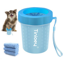 Dog Paw cleaner for Small Dogs (with 3 Absorbent Towels) Dog Paw Washer Paw Buddy Muddy Paw cleaner Pet Foot cleaner (Small Blue)
