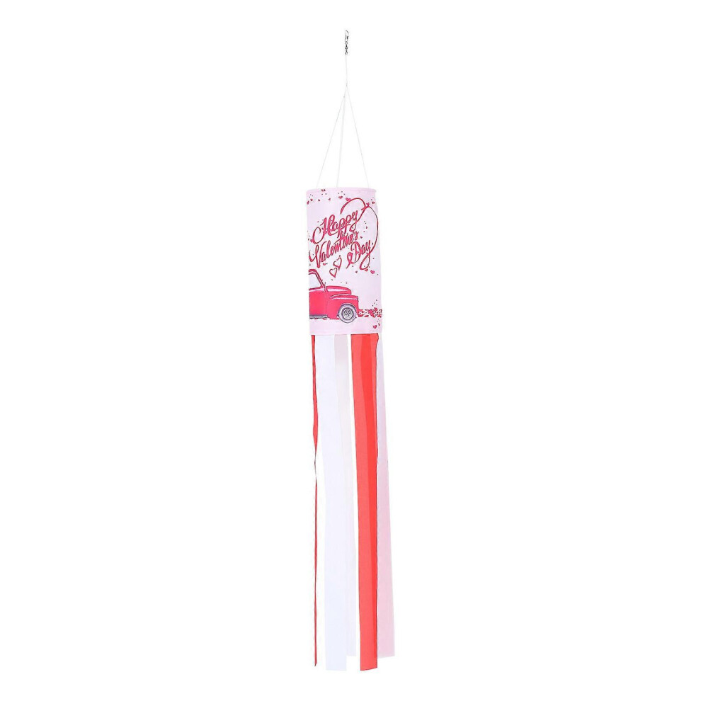 Kricely (Pink, One Size) 1Pc Valentine's Day Decorative Windsock Flag Creative Romantic Hanging Wind Flag