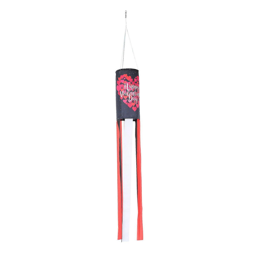 Kricely (Black, One Size) 1Pc Valentine's Day Decorative Windsock Flag Creative Romantic Hanging Wind Flag