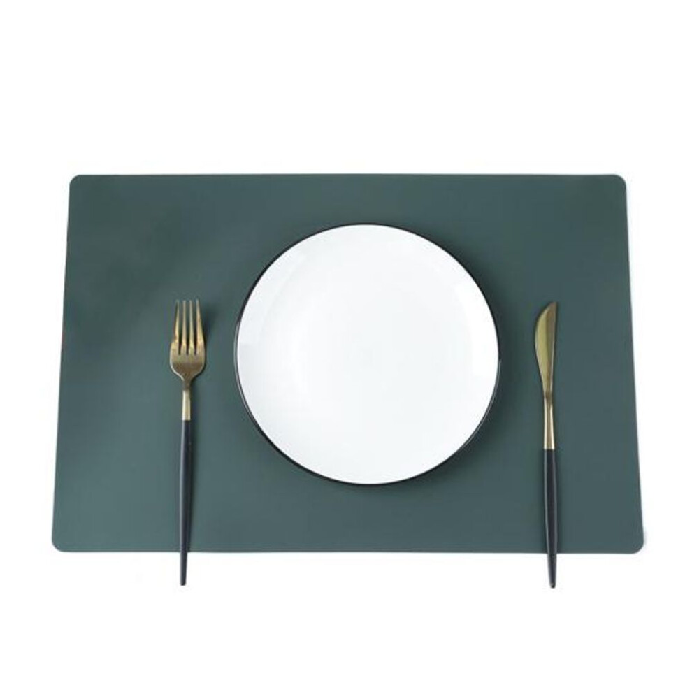 (green) Faux Leather Placemats Heat Resistant Anti-slip Table Mat Stain-proof Reusable Rectangular Design Placemats For Home Kitchen Decor Dining Table