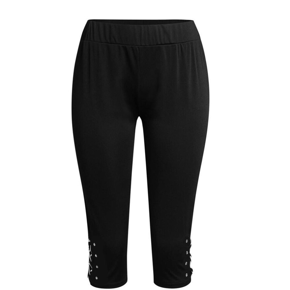 (black, XXL) Dys Women Clothing High Waist Cropped Trousers Pants Elastic Bandage Yoga Shorts Leggings