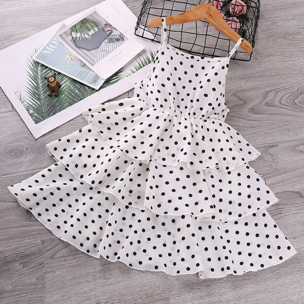 (white, 120) Dress Kids Girls 4-12 Years Black Polka Dot Dress For Girls Stylish Girls Vacation Holiday Clothes Kids Clothes Dress