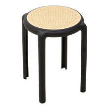 (Black) 6 PCS Plastic Backless Stacking Stool