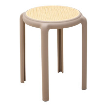 (Khaki) 6 PCS Plastic Backless Stacking Stool