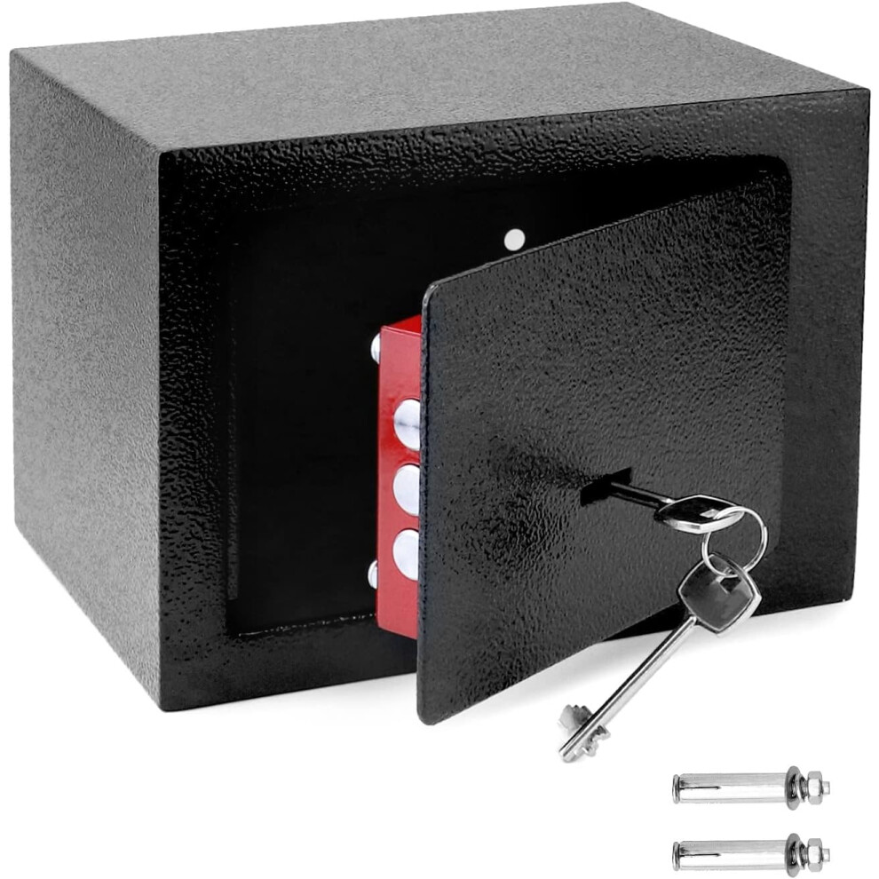 (23x17×17cm, no slot) Mini home safe 3 key lock high security steel structure fireproof furniture safe for cash, jewelry, mobile phones, valuables