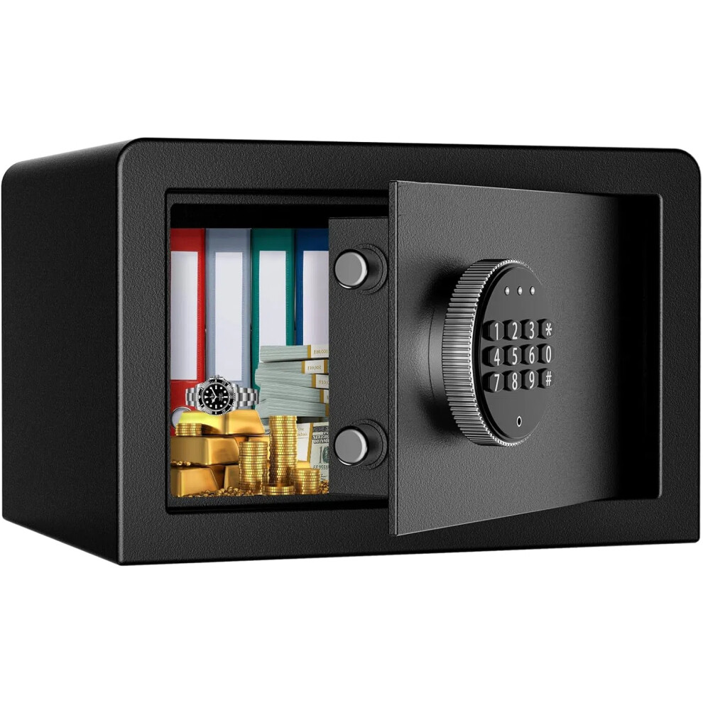 (8.9L) Security Safe Home Digital Safe Deposit Box, Small Hidden Safe with Key, Lock Box for Home Business Office Money Gun Jewelry Passport
