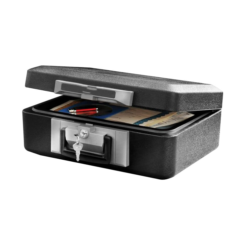 (Black) Safe fireproof safe with key lock, chest safe with carrying handle to protect valuable sandy jewelry