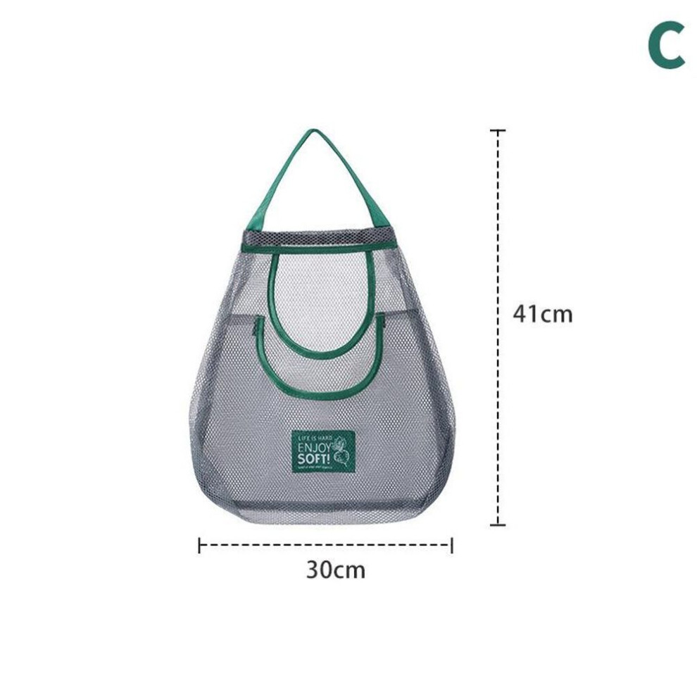 (30*41cm) Kitchen Multifunctional Fruit Vegetable Hanging Bag Wall Hanging Ginger Garlic Storage Bag Mesh Bag Reusable Storage Artifact