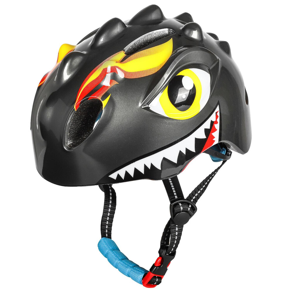 (Black) Children's Cartoon Dinosaur Sports Cycling Balance Bike Helmet Black