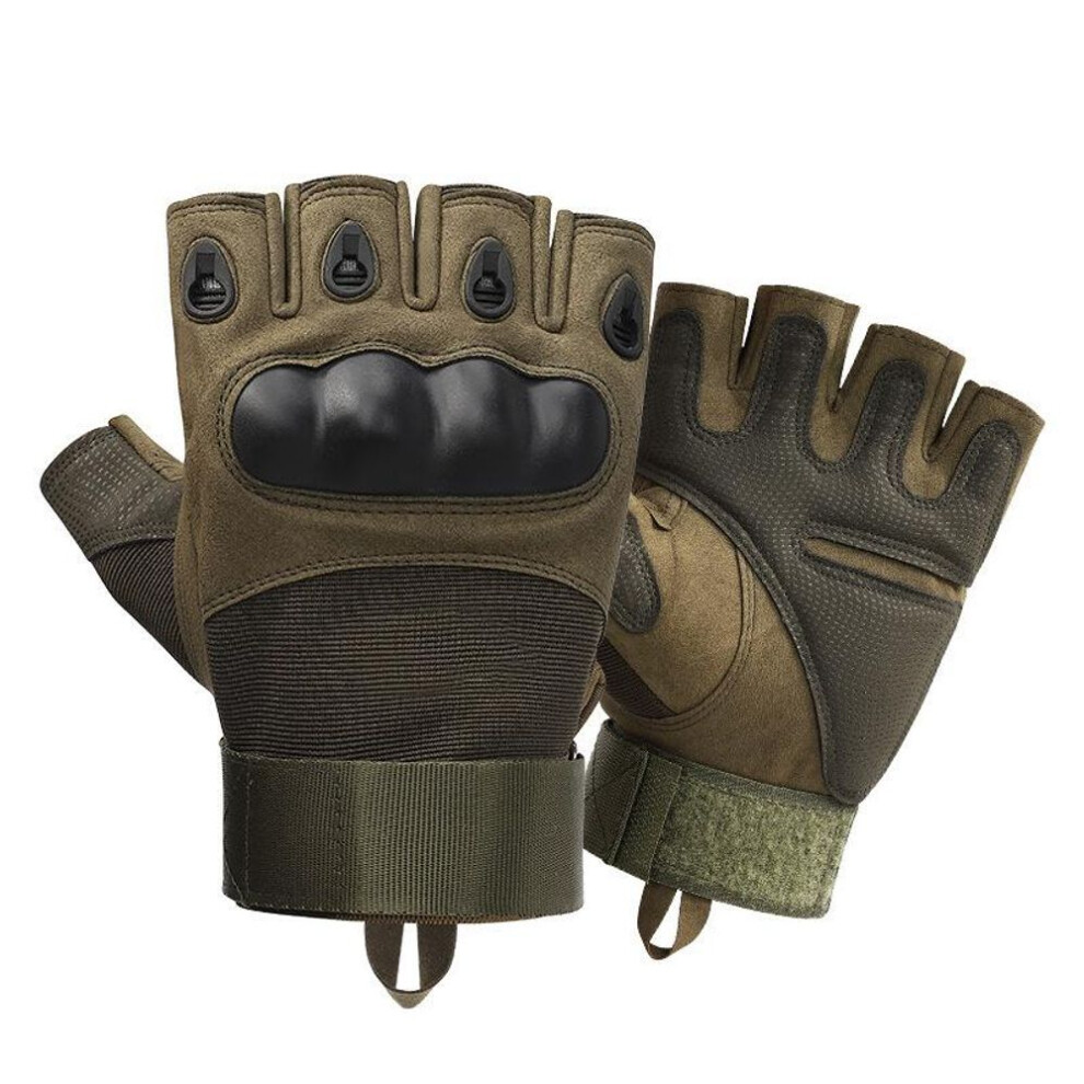 (army green, XL) Half Finger Men&apos;s Gloves Outdoor Military Gloves Sports Shooting Hunting Airsoft Motorcycle Cycling Gloves