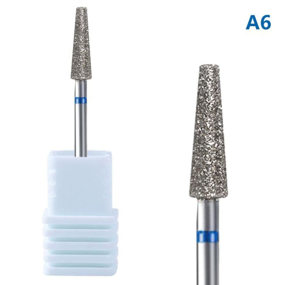(06) Diamond Nail Drill Bits Cuticle Clean Manicure Pedicure Remover Tools