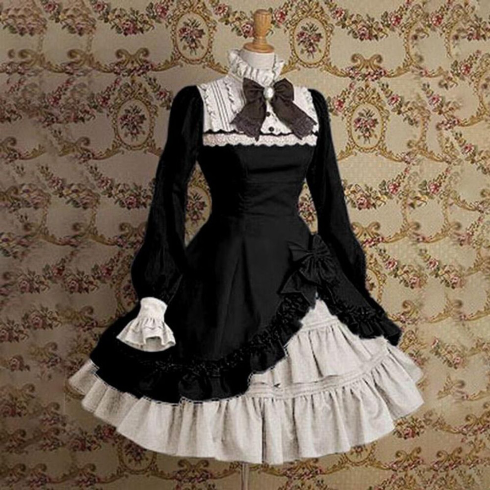 (black, M) Women&apos;s Fashion Victorian Style Maid Dress Elegant Dresses For Women Sweet Lolita Dress Puff Sleeves