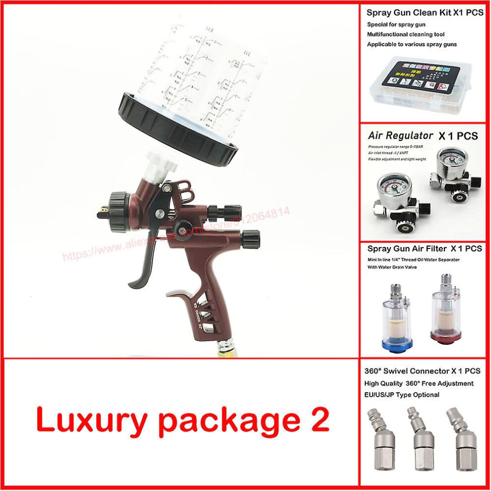 (PP BROWN LUXURY) Hvlp 1.3mm  Air Paint Sprayer 6800b High-performance Car Paint Spray Gun Sprayer Painting Tool  Airbrush Pneumatic Gun