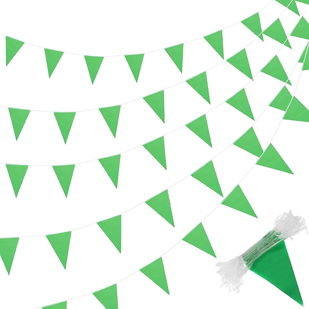 (Green) 200 Feet Solid Pennant Banners Flags String Triangle Hanging Diy Bunting Flags Green