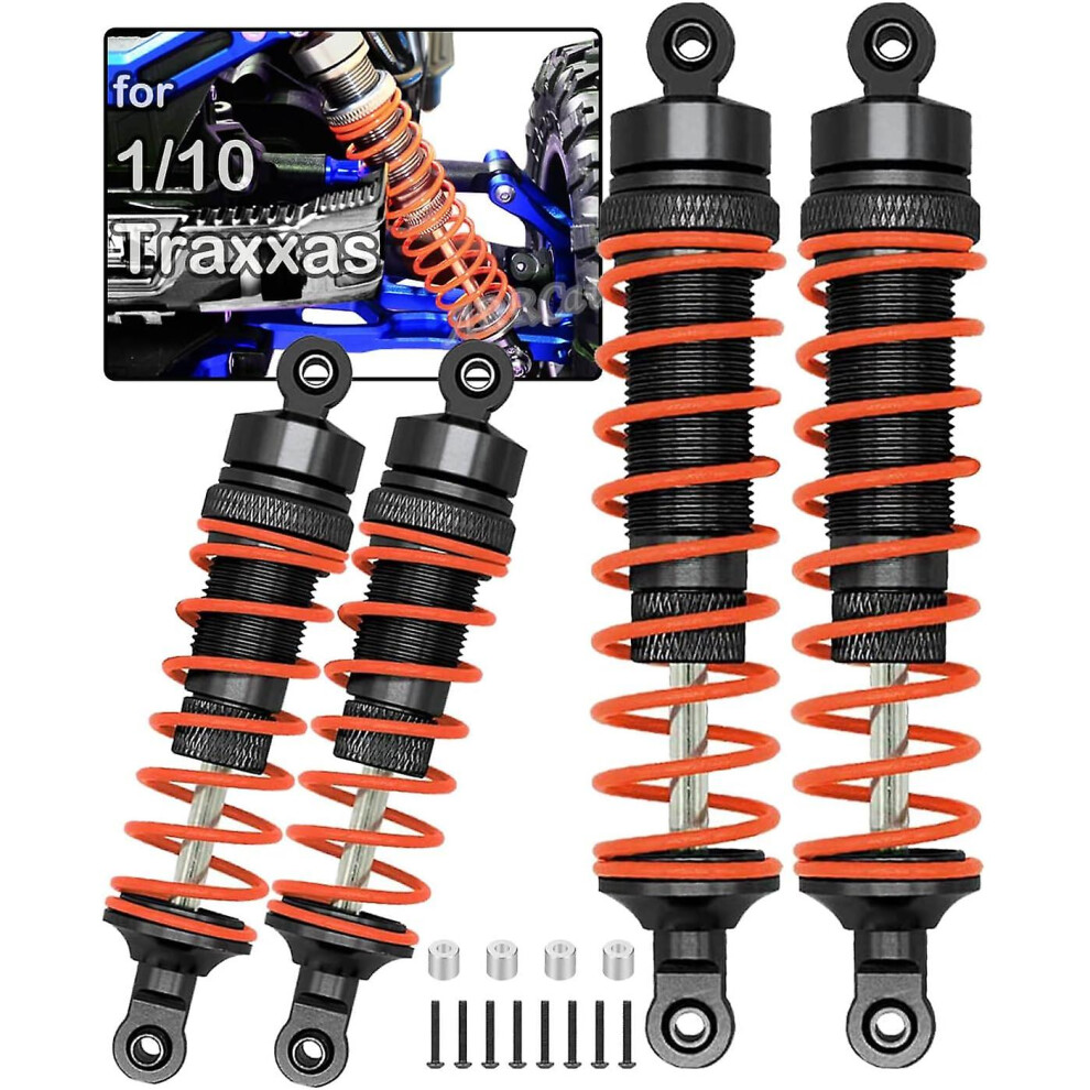 ( Year Upgrade Version) Big Bore Rc Shock For Slash 4Wd 4X4 Upgrade Parts, 1/10 Traxxas Stampede 4Wd 4X4, Hoss 4Wd 4X4, Rustler 4Wd 4X4, 4Pcs Alu Black