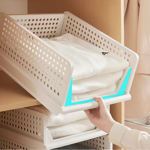 Living And Home Set of 4 Stackable PP Pull-Out Wardrobe Organisers - Foldable, Ventilated Storage Drawers 2
