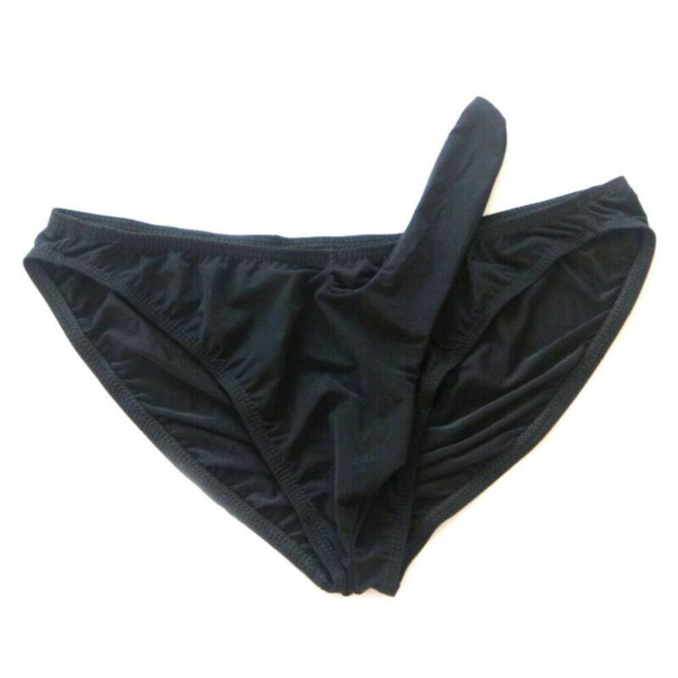 (One Size, black) Men&apos;s Sexy Ice Silk Short Underwear Solid Color Full Coverage Underwear Thong Pajamas