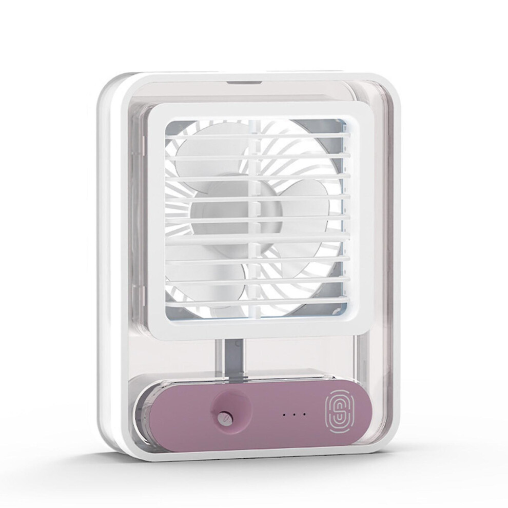(Purple, One size) Small Desk Fan With Spray Portable Mini Air Conditioner Led Night Light Misting Portable Oscillating Standing Fan, Rechargeable Quiet Us