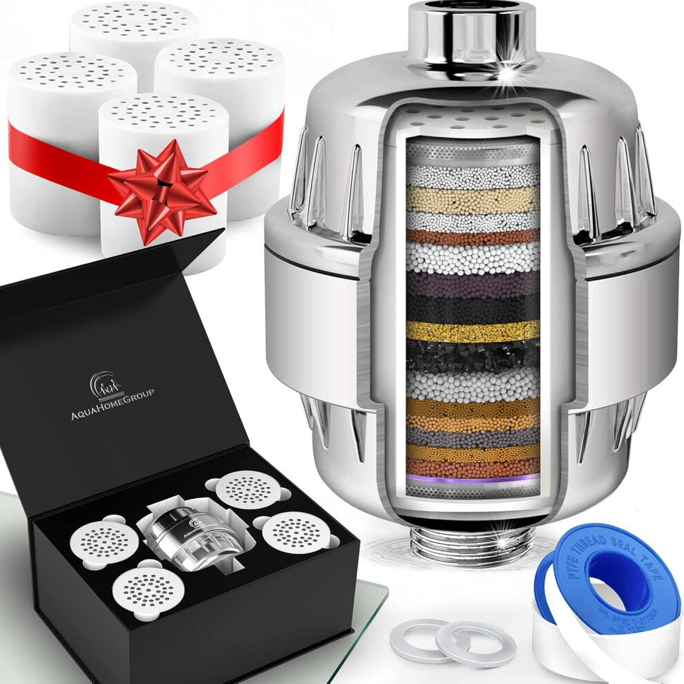 20 Stage Shower Filter With Vitamin C For Hard Water - High Output Shower Water Filter To Remove Chlorine And Fluoride - 5 Cartridges Included 4069117895806