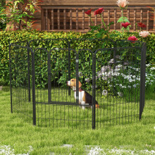 PawHut 8-Panel Heavy-Duty Dog Play Pen 100cm H for Large/Medium Dogs, Lockable Door, Indoor/Outdoor, Ground Stakes - D06-107V01