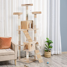 PawHut 173cm Cat Tower Scratching Post Activity Centre for Indoor Cream