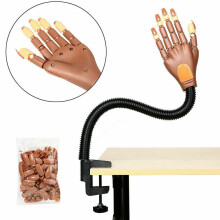 (1 x Mano de entrenamiento para uñas) Mano de entrenamiento para uñas ajustable - modelo con punta falsa de gel HQ