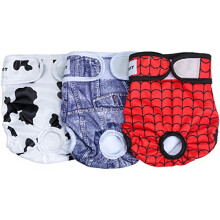 Avont 3 Pack Vaskbare Hundebleer Premium Genanvendelige H?jabsorberende Doggie Period Trusser Slidst?rkt Hundeblebetr?k -M Web/M?lk/Jeans