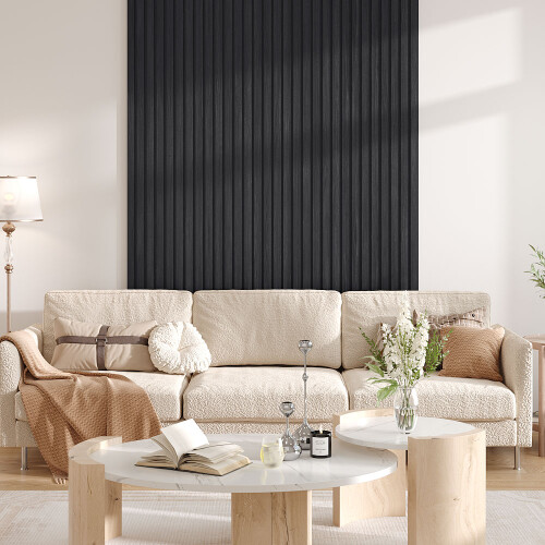 Living And Home Black Walnut Wood Grain Decorative Slat Wall Panel, 240cm x 60cm 1