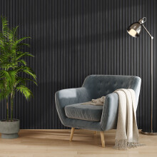 Black Walnut Wood Grain Decorative Slat Wall Panel, 240cm x 60cm