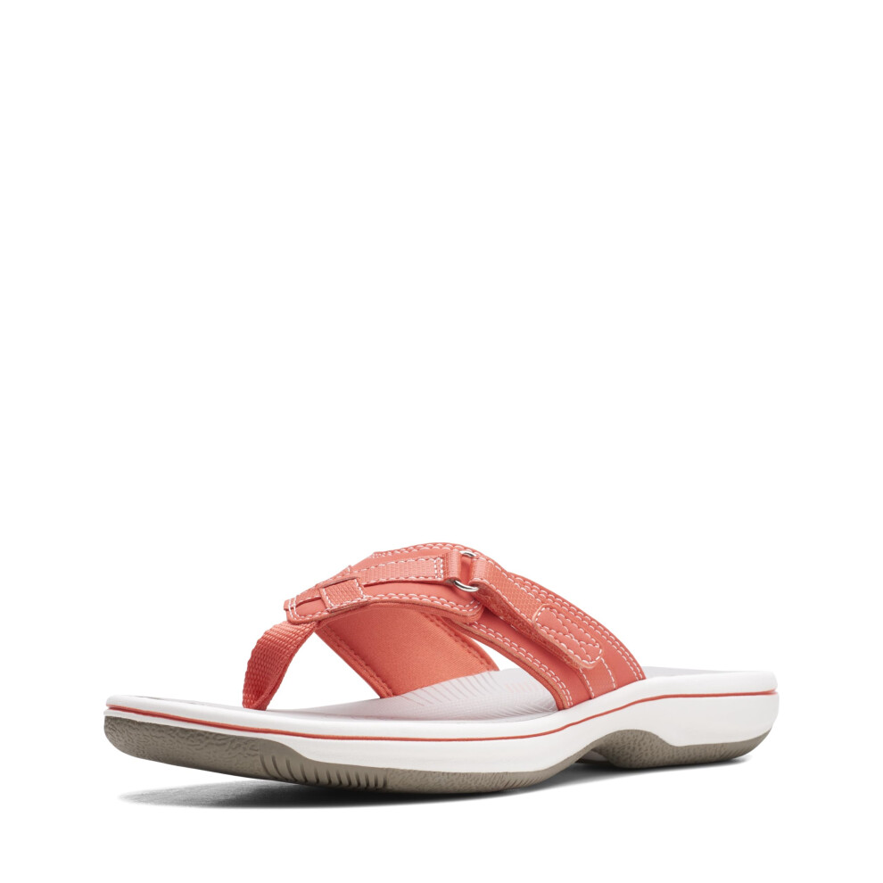 Clarks Women's Breeze Sea Flip-Flop  Bright Coral Synthetic  5