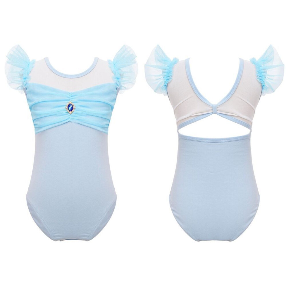 (sky blue, 3-4 Years) Ballet Leotards For Girls Kids Flying Sleeves Dance Bodysuit Ballerina Gymnastics Leotard