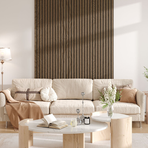 Living And Home 240cm x 60cm Wood Grain Wall Panel 3D Wall Pannelling , Dark Oak 1