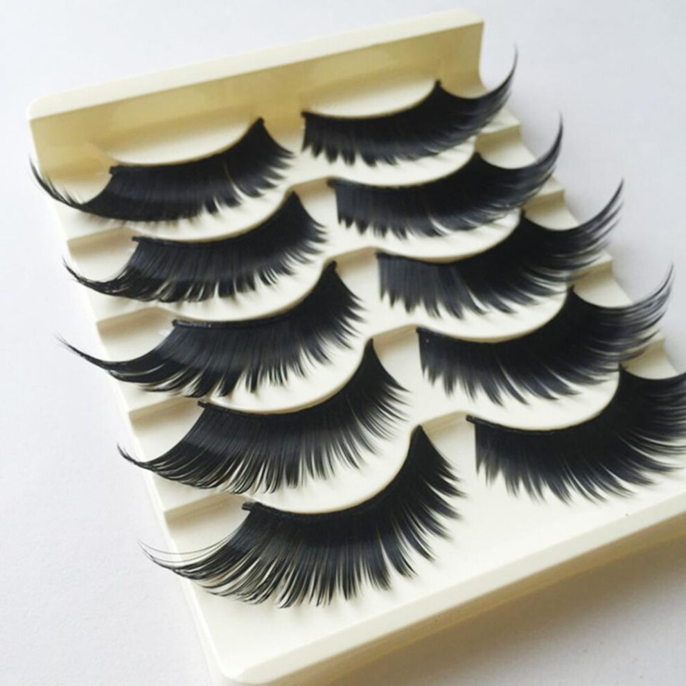 5 Pairs Women&apos;s 3D Cross Thick Long False Eyelashes Stage Makeup Fake Eye Lashes