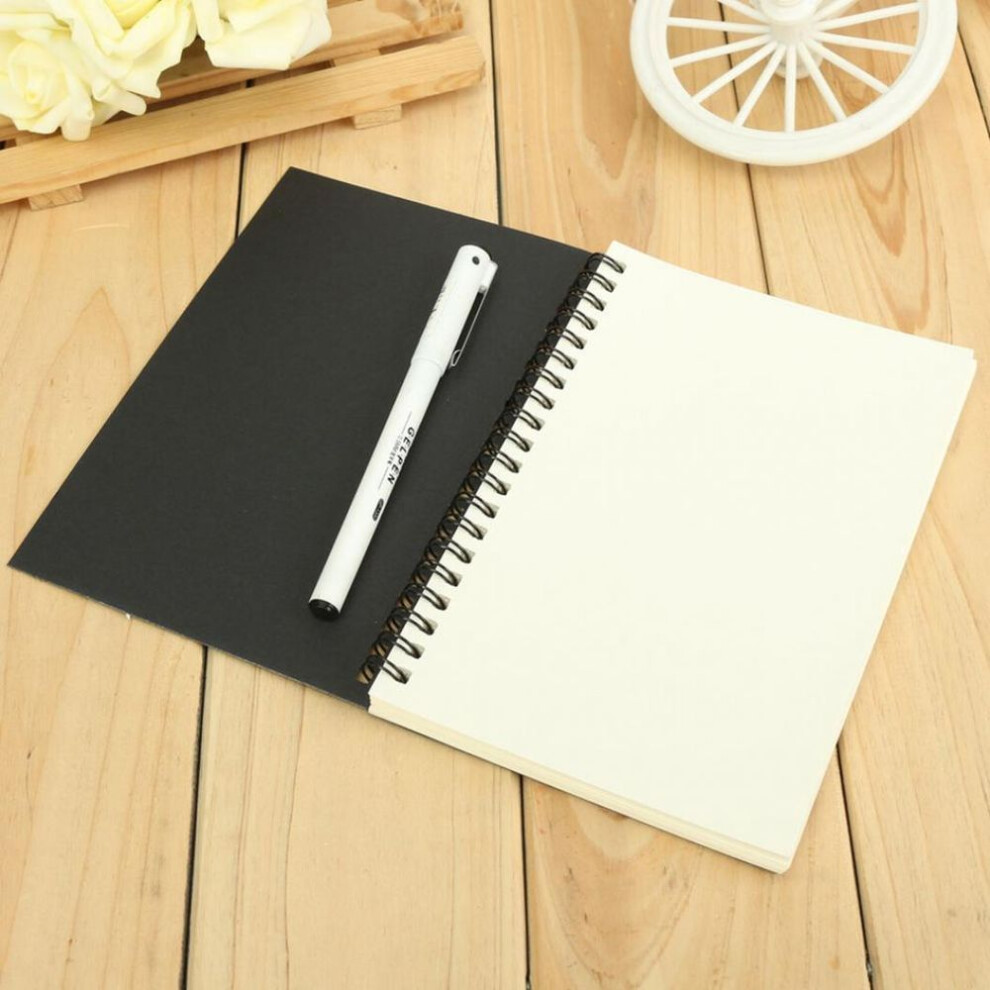 (black, White Paper) Retro Kraft Spiral Binding Blank Graffiti Sketchbook Notebook Graduation Gift