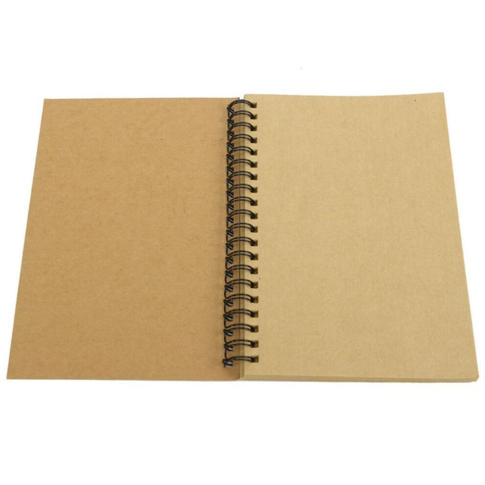 (khaki, Kraft Paper) Retro Kraft Spiral Binding Blank Graffiti Sketchbook Notebook Graduation Gift