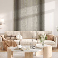 White Maple Effect Veneer Slat Design Acoustic Wall Panel 240cm x 60cm