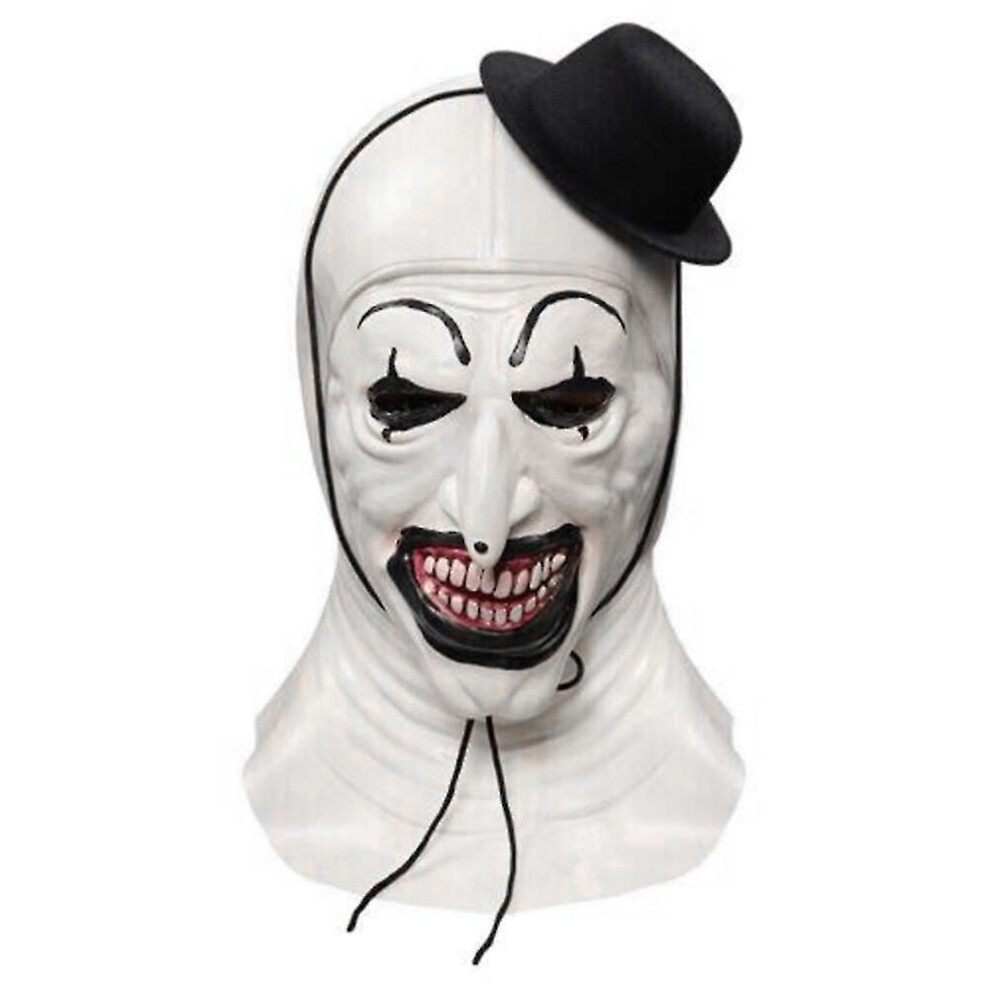 (C) Terrifier 2 Art The Clown Mask Cosplay Costume Creepy Full Head Mask Headpiece Masquerade Halloween Carnival Night Party Props