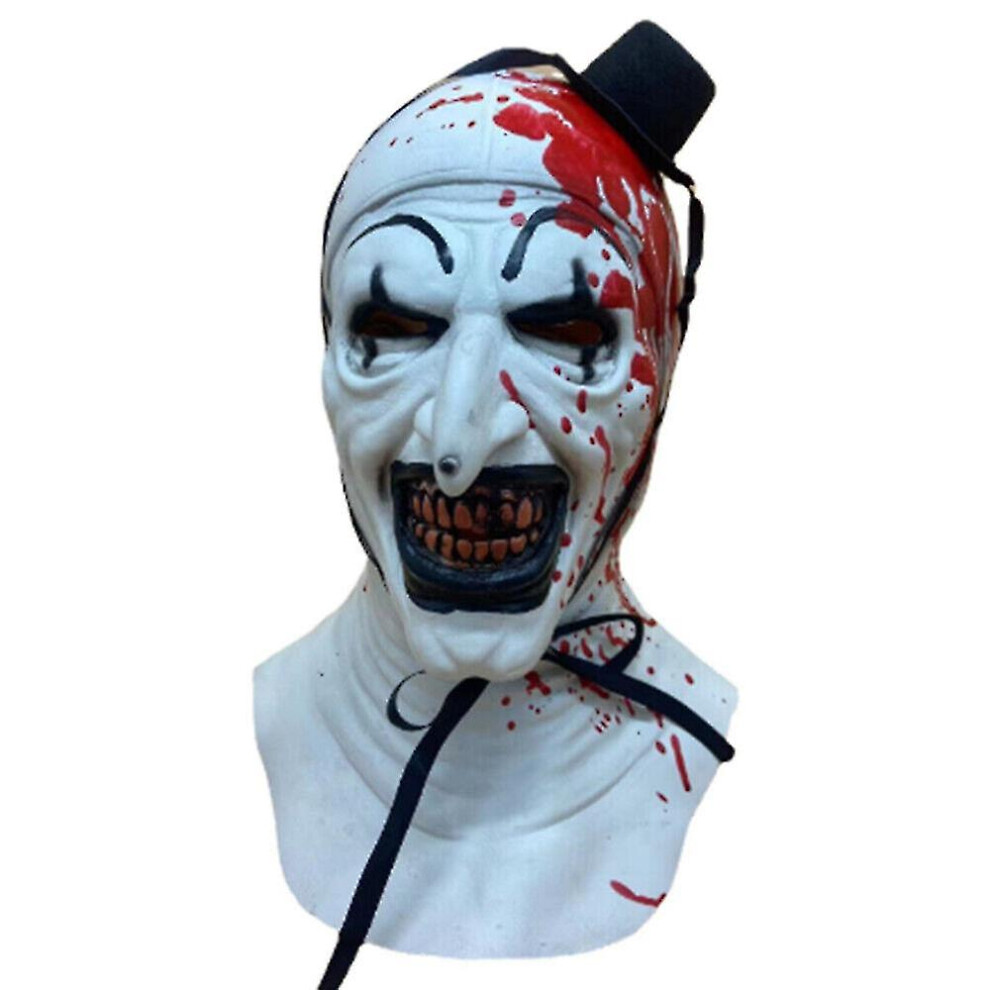 (B) Terrifier 2 Art The Clown Mask Cosplay Costume Creepy Full Head Mask Headpiece Masquerade Halloween Carnival Night Party Props