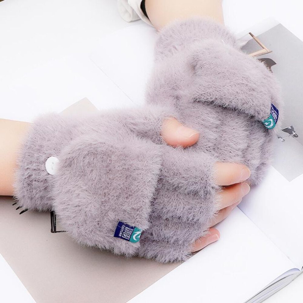 (light blue) Fashion New Warm Gloves With Finger Caps For Girl Autumn Winter Outdoor Anti Cold Gloves For Men Women Plush Gloves For Students