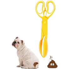 (As show, One size) LINJOU Pet poop tongs scissors,yellow