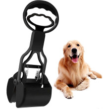 (As show, One size) LINJOU Pet Dog Pooper Scooper, with Jaw Claw, Bin for Easy Grass and Gravel (Black)
