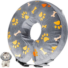 (As show, One size) LINJOU Inflatable Recovery Collar for Dogs & Cats, Prevent from Licking, Biting Wound(Small)